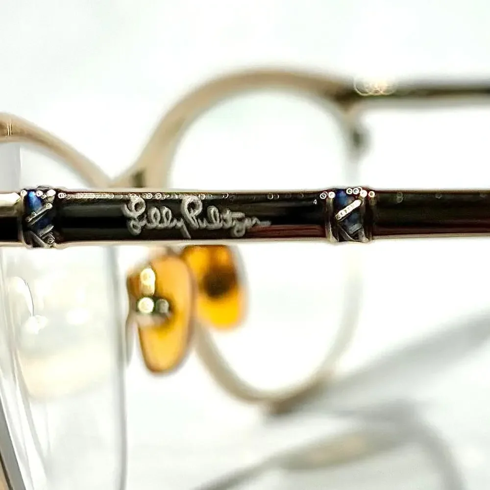 Lilly Pulitzer Women's Cat Eye Blue & Gold Reading Glasses - Chic Eyewear